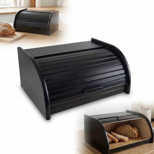 Boîte pain bois noir - boîte,