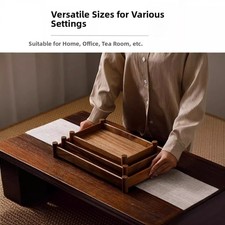 Plateau de service à thé en bois de noyer style chinois en bois massif pour l'