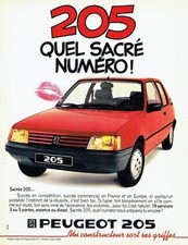 Publicité Advertising 087  1985   la Peugeot 205 sacré numéro