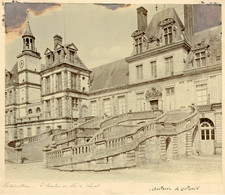 France, Fontainebleau. Escalier du Fer à Cheval  Vintage citrate print. Autour d