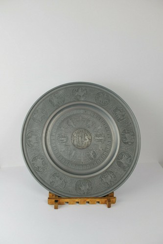 Round pewter plate - pewter, by