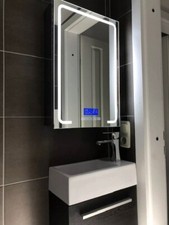 LED Spiegelschrank 70x50 Inox Bluetooth Radio Température Horloge Salle Wc