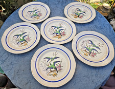 6 Belles assiettes anciennes en faïence BOCH LA LOUVIERE / Décor aux Oiseaux