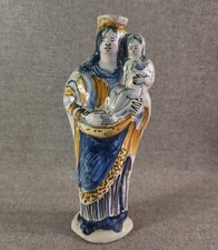 BELLE STATUETTE FIGURINE VIERGE D ACCOUCHEE CERAMIQUE FAIENCE DE NEVERS 18 EME