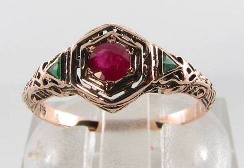Bague art déco rose - rose, 9