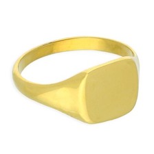 Coussin Chevalière 24ct Jaune Plaqué Or Poinçonnée Taille N - Z British Fabriqué