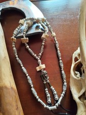 Collier De Défense Thème Viking Perles Métalliques Et Bois De Cerf