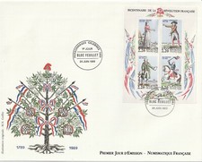 Enveloppe GF 1er jour 1989 Numismatique Liberté Egalité Fraternité