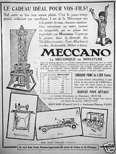 PUBLICITÉ MECCANO 1915 MÉCANIQUE EN MINIATURE TOUR MACHINE A COUDRE AUTOMOBILE