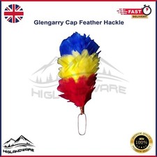 Glengarry Casquette Panache Plumet 15.2cm Rouge, Jaune, Bleu Balmoral Hat Neuf