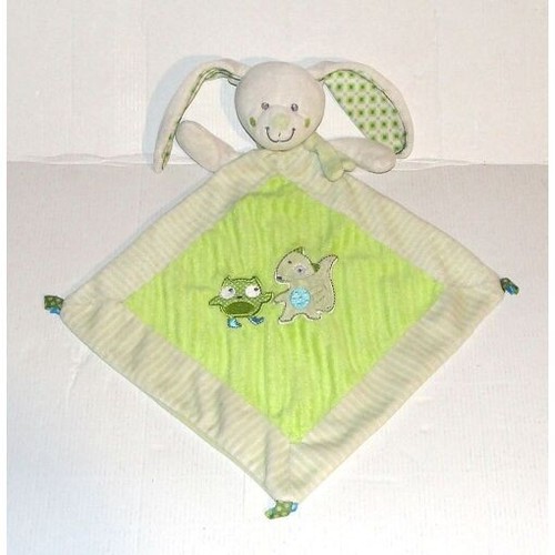 Doudou lapin vert blanc - vert,