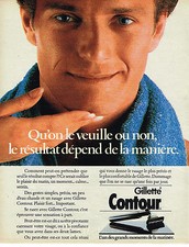 PUBLICITE ADVERTISING 074  1986  GILETTE  rasoir ligne CONTOUR