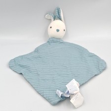 Doudou plat lapin blanc bleu rayé OBAIBI - 35547