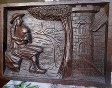 Panneau en Bois Breton Bretagne Quimper  1930 Seiz Breur Sculpture  statue 