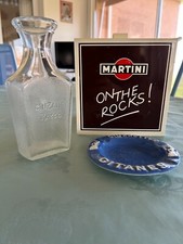 ENSEMBLE DE BAR VINTAGE BAC A GLACONS MARTINI CARAFE CINZANO CENDRIER GITANES