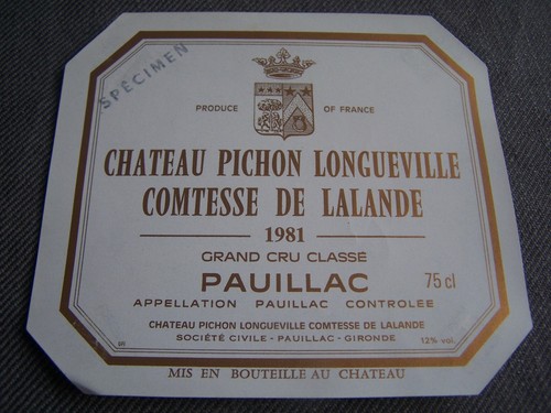 étiquette vin chateau pichon - étiquette,