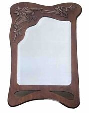 ? Petite Psyché, Miroir à Poser Art Déco en Bois et Cuivre Rouge