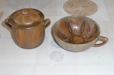 1 tasse et 1 petite marmite  en grès DENBAC -  début  XX  ème