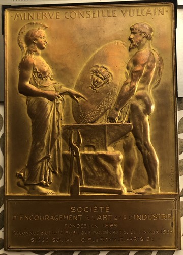 Médaille plaque bronze art - en,