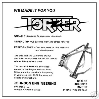 Torker racing frames - racing, old