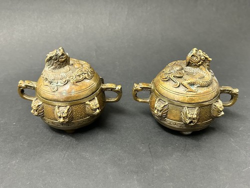 Pair antique chinese bronze - pair,