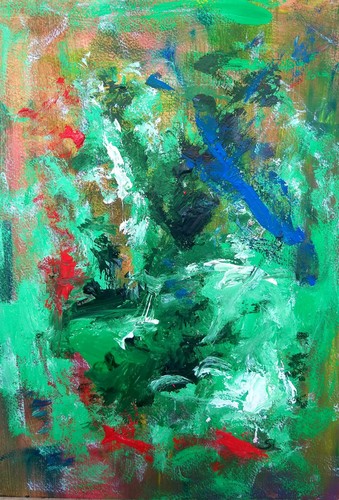 Tableau peinture abstrait vert - abstrait,