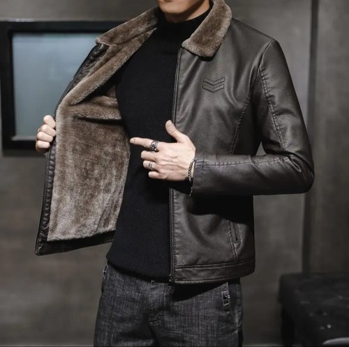 Veste homme cuir - marron, moto