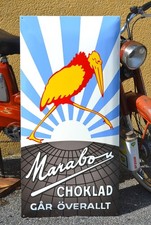 Grande plaque émaillée MARABOU CHOCOLAT - 1 mètre - enamel sign emailschild