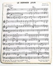 Partition vintage sheet music BERNARD JAMET : Le Dernier Jour * 60's