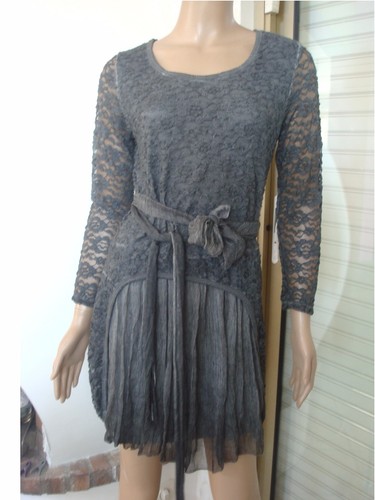 Robe dentelle grise originale - dentelle,