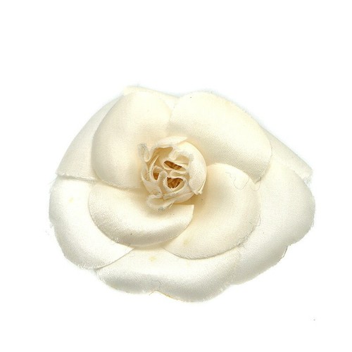 Broche fleur tissu - , blanc