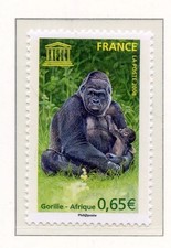 FRANCE, 2008, timbre de SERVICE 140, UNESCO, AFRIQUE, GORILLE, neuf** MNH