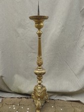 PIQUE-CIERGE DE PAQUES/STYLE BAROQUE/CUIVRE/XIXème/H.102-114cm/2,8KG/EGLISE/ANGE