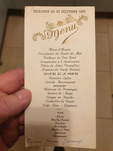 Menu ancien mariage - menu,