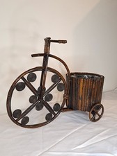 Cache-pot vélo décoratif vintage en bambou rotin – Support plante
