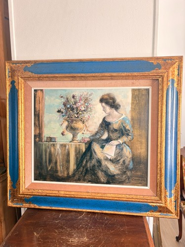 Ancien tableau huile panneau - huile,