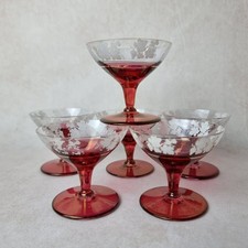 6 Verres à Digestif en Cristal – Pied Rouge Bordeaux – Motif Vigne