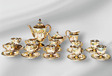 Vintage R.Capodimonte Italy Gold White Porcelain Relief Cherubs Tea Set 23pc