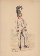 ✒ 1900 Ch LE TOURNEUR aquarelle originale Armée Allemagne Prusse Cuirassier gard