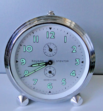Réveil ancien BAYARD stentor répétition boite chromée cadran gris à réparer