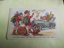 cpa fantaisie Humour Illustration   Vintage Enfants Gougeon Chien Voiture 