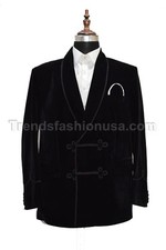 Noir Hommes Fumer Veste Élégant de Luxe Élégant Designer Soirée Blazer Manteau