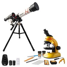 Set de Jeu Scientifique 2 en 1 Microscope et Télescope Exploration d’Astronomie.
