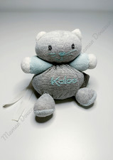 Peluche/Doudou Chat Boule Bleu Blanc Gris Rayé Attache Tétine 10cm  - Kaloo 2012