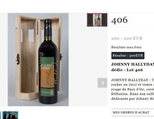 Vin Johnny Hallyday Autographe Bouteille Vin Vendue 300€ + Frais 72€ chez Drouot