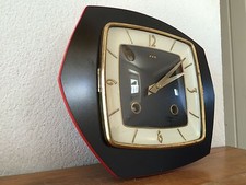 superbe horloge pendule formica FFR noir et rouge  sonore Des Années 50's/ 60's