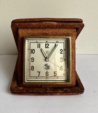 Vintage pendulette voyage cuir réveil aviation Air France crevette Just Suisse