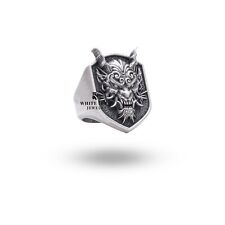 Combo Oni Masque Dragon Hannya Cornu Homme 925 Bague en Argent & Pendentif