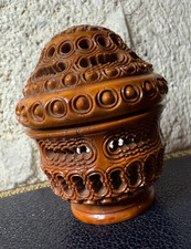 BOITE EN NOIX DE COROZO  -  Travail de bagnard ou de marin  XIXème