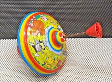 Ancienne Toupie Jouet Tôle Métal Décors Animaux Licorne Noté LBZ 1984 Hallmark